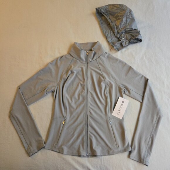 Athleta Interval Jacket Storm Cloud Grey Blue Removeable Hood - Picture 15 of 16